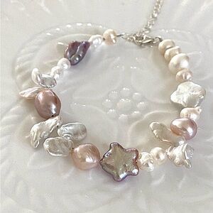 B7-Handmade High Luster Purple Star Freshwater Pearl Bracelet